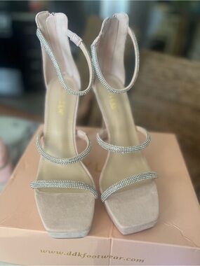 KAYLEEN By Los Angeles Blush Rhinestone-Strap High Heels